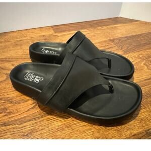 Franco Sarto Women’s Brooks Faux Leather Thong Sandals – Black – Size 7M